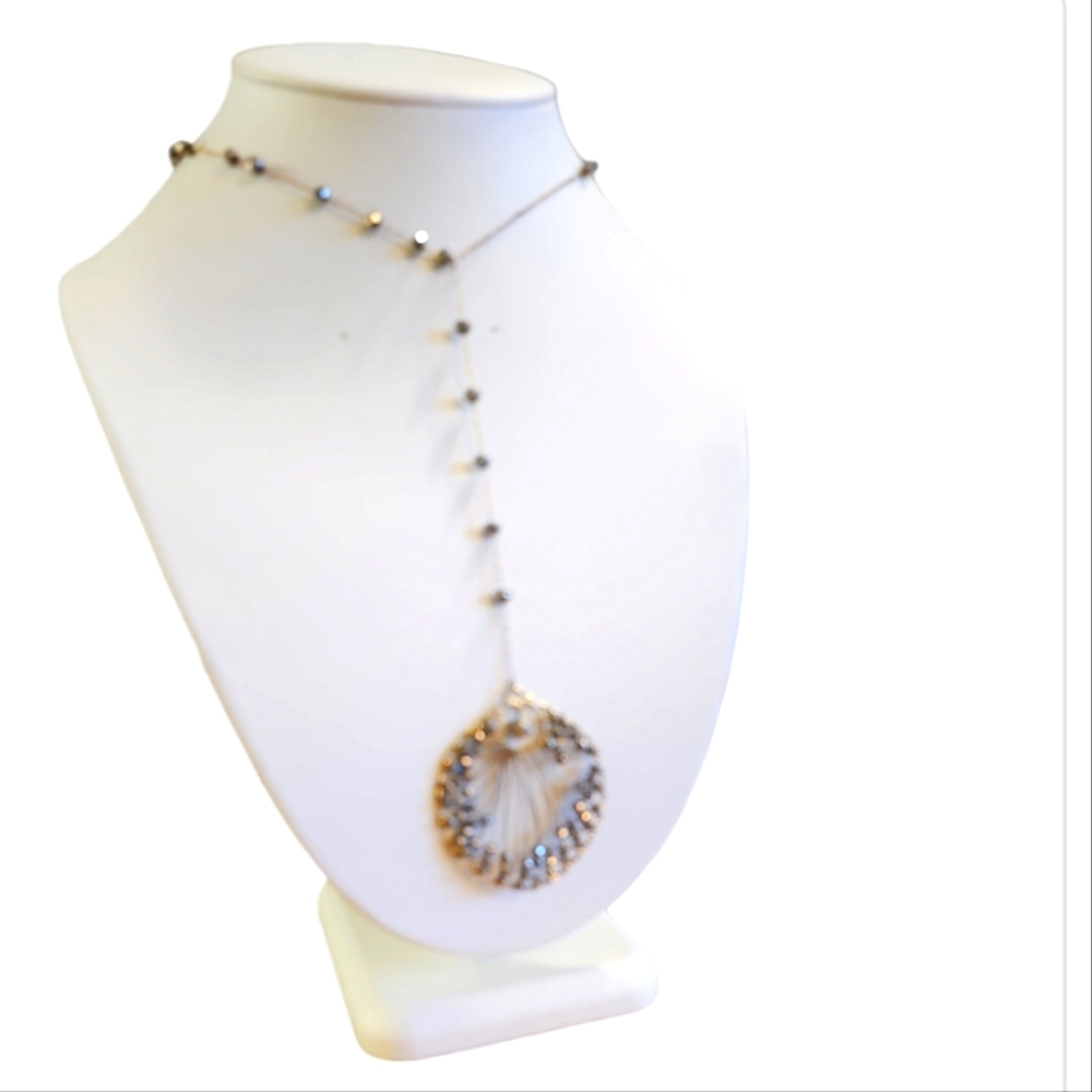 Vintage Hand Crafted Gold Tone Long Necklace.
